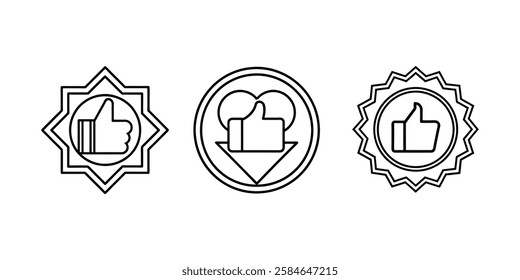 Like Icon set Vector and thumb-up icon design set. Thumbs Up Heart Symbol, Social Media Reaction Graphic Isolated illustration on a white background.
