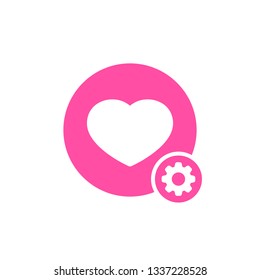 Like icon with settings sign. Like icon and customize, setup, manage, process symbol. Vector illustration