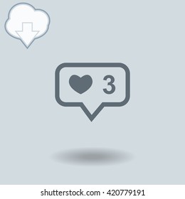 Like icon with shadow. Cloud of download with arrow.