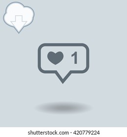 Like icon with shadow. Cloud of download with arrow.
