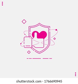 Like icon with shield. white background