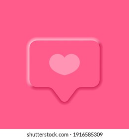 Like icon. Social media concept. Blogging. App notification. Neumorphism style. Vector EPS 10. Isolated on white background