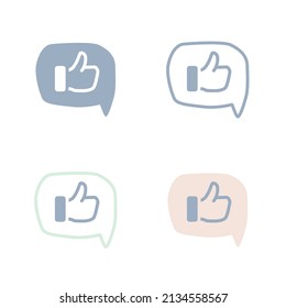 Like icon speech bubble icons set, thumb up