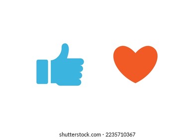 Wie Icon, Daumen-Up und Herz-Icon Vektordesign