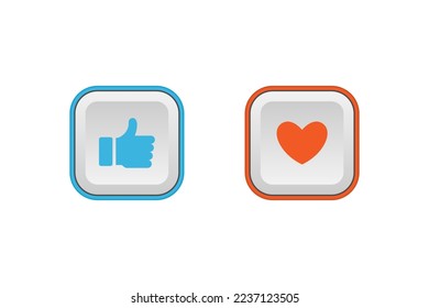 Wie Icon, Daumen-Up und Herz-Icon Vektordesign