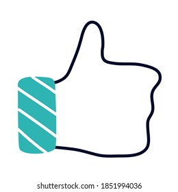 como icono, empujar hacia arriba sobre fondo blanco, medio color estilo, ilustración vectorial