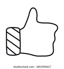 like icon, thumb up over white background, line style, vector illustration