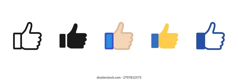 Como un icono. Pulgares hacia arriba del Vector que muestra el gesto de la mano para la Aprobación y el símbolo positivo del Comentarios. Signo de reacción social para pictograma de concepto de calificación, Asistencia y confirmación.