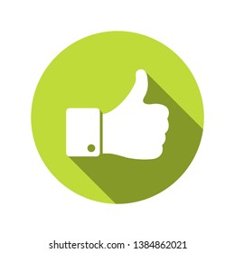 Like icon in trendy flat style. Thumb up symbol, finger up icon vector illustration. Social media like symbol for website and mobile UI design
