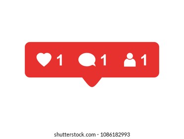 Like icon vector. Comment icon vector. Follower icon vector. Social media. Instagram like notification. Notification Icon.