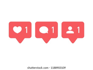 Like icon vector. Comment icon vector. Follower icon vector. Social media. Social network. instagram notification Icon.