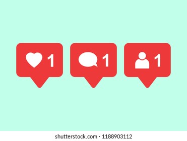 Like icon vector. Comment icon vector. Follower icon vector. Social media. Social network. instagram notification Icon.