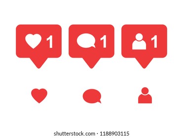 	
Like icon vector. Comment icon vector. Follower icon vector. Social media. Social network. instagram notification Icon.