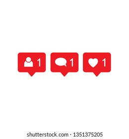 Like icon vector. Comment icon vector. Follower icon vector. Social media. Social network. Notification Icon