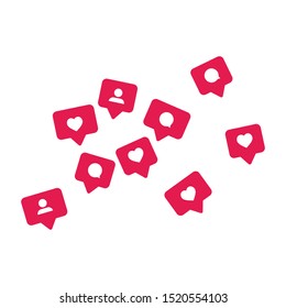 Like icon vector. Comment icon vector. Follower icon vector. Social media. Social network. Notification Icon.
