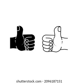 Like icon vector. hand like, hand thumb up icon. Cute thumbs up sign. Isolated on a blank background which can be edited and changed colors.