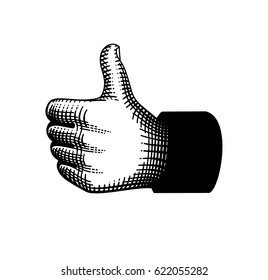 Like icon vector illustration isolated on white background. Finger up sign