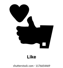 Like icon vector isolated on white background, logo concept of Like sign on transparent background, filled black symbol