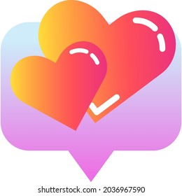 Like icon. Vector love symbol in social media network. Button for comment and message symbol. Heart in chat speech bubble design isolated on white background