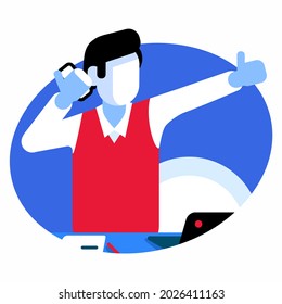 Like, icon. Vector, symbol, illustration. The person is delivering good news. Talking on the phone. Office emblem. For the site, for the application.