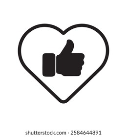 Like Icon Vector, Thumb up icon design. Thumbs Up Heart Symbol, Social Media Reaction Graphic Isolated illustration on a white background.