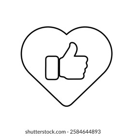 Like Icon Vector, Thumb up icon design. Thumbs Up Heart Symbol, Social Media Reaction Graphic Isolated illustration on a white background.