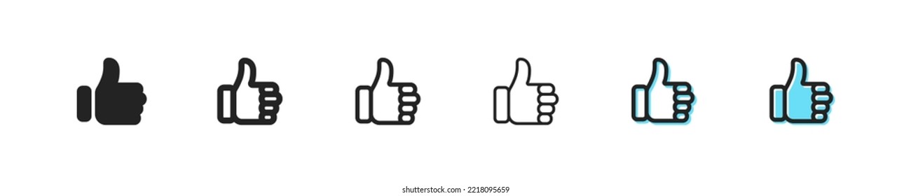 Como un icono. Símbolo vector de pulgar. A la mano simple le gustan las señales. Conjunto de elementos de velocidad. Sube la señal web. botón Me gusta. Vale, mejor, bueno, bueno, voten iconos planos