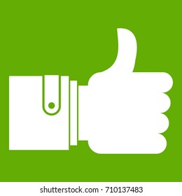 Like icon white isolated on green background. Vector illustration