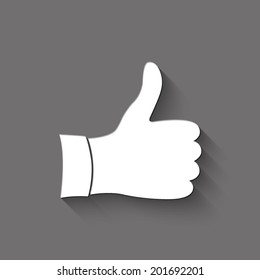 Like icon - white vector illustration with shadow on gray background