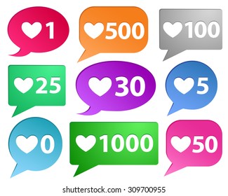 Like icons big set. Followers modern icons. Trendy vector signs can be used for web design, social network theme products and other crafts.