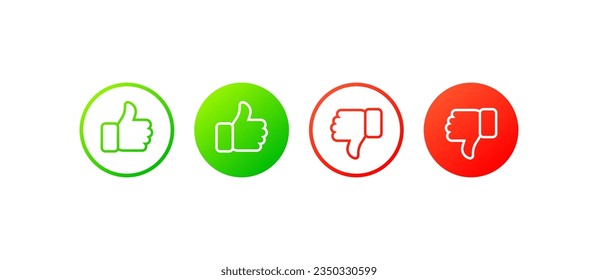 Like icons. Different styles, color, thumbs up, like in a circle. Vector icons