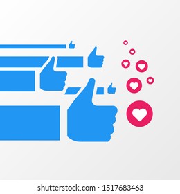 like  icons  flat design template. thumbs up and love. Vector illustration.