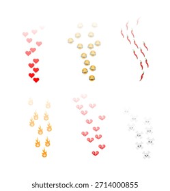 Como iconos volando para las transmisiones en vivo. Emoticonos. Reacciones en las redes sociales Sonríe y dispara Caras divertidas Emoji. Vector