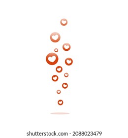 Like icons flying on white background. Social media elements. Social network composition.