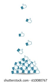Like icons. Pile of like icons. Falling like icons