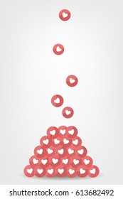 Like icons. Pile of like icons. Falling like icons