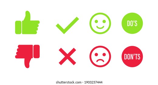 Like icons set, accepted. Dislike, cancel icons set. Vector illustration