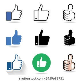 like icons. Thumbs up icon sets. Ui,web social media icon. vector illustration concept.