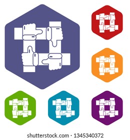 Like icons vector colorful hexahedron set collection isolated on white