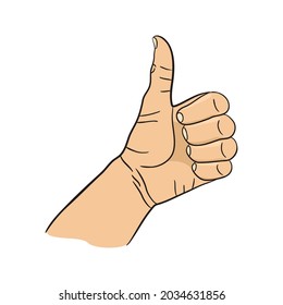 Like. Isolated cartoon Hand with thumb up. Comic Vector illustration
