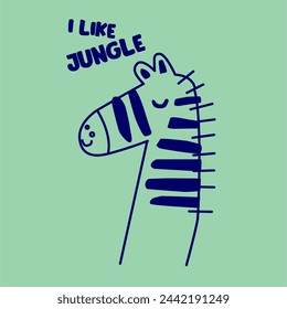 i like jungle zebra outline vector , illustration graphic for kids and other print
