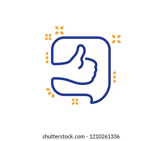 Like line icon. Customer satisfaction sign. Best service symbol. Colorful outline concept. Blue and orange thin line color icon. Like Vector