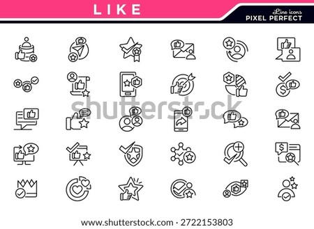 Like line icon set. Agree, appreciate, feedback, rating, vote, good, best, comment, content, user opinion, personal brand vector icons