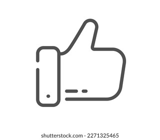 Como un icono de línea. Sube la señal de gesto. Símbolo de reacción de medios sociales. Elemento de diseño de calidad. Estilo lineal como icono. Trazo editable. Vector