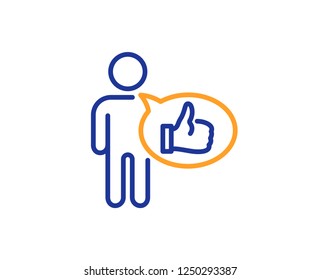 Like line icon. Thumbs up sign. Positive feedback, social media symbol. Colorful outline concept. Blue and orange thin line color Like icon. Vector
