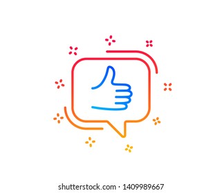 Like line icon. Thumbs up sign. Positive feedback, social media symbol. Gradient design elements. Linear like icon. Random shapes. Vector
