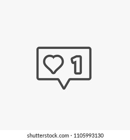 Like line vector icon with love icon