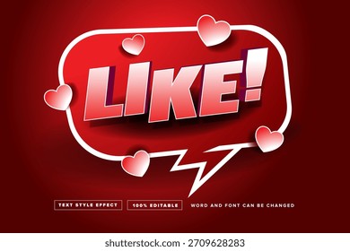 Like Love Bubble Comic Cartoon Funny Text Effect editable