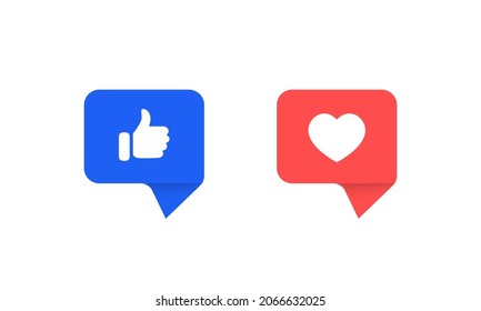 Like and Love Button Icon Vector Isolated in Speech Bubbles