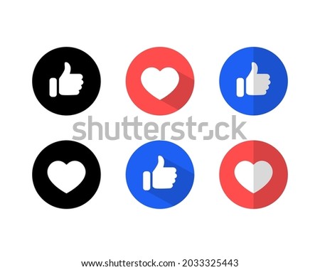 Like and Love Button Icon Vector Set Collection in Flat Style